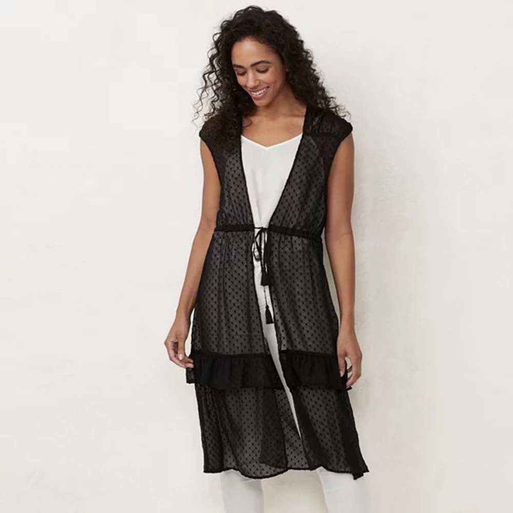 LC Lauren Conrad Women's Swiss Dot Sleeveless Ruana One Size